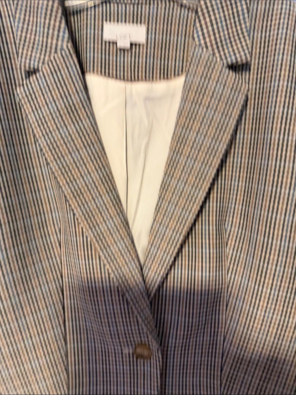LOFT Classic Plaid Boyfriend Blazer Beige Multi Tailored Sz 12 - Picture 4 of 13